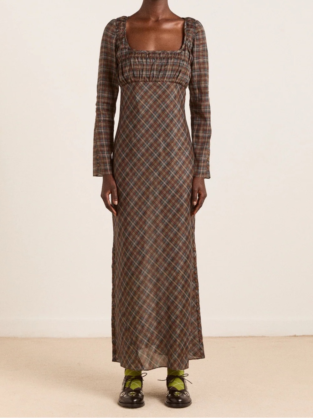 NEW with tags, DAMSON MADDER Marissa Sheer Plaid Midi Dress – Size 14